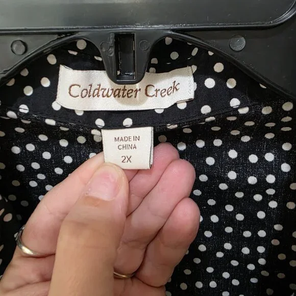 Coldwater Creek Black & White Polka Dot Blouse – Women’s Plus 2X Long Sleeve - Picture 2 of 10